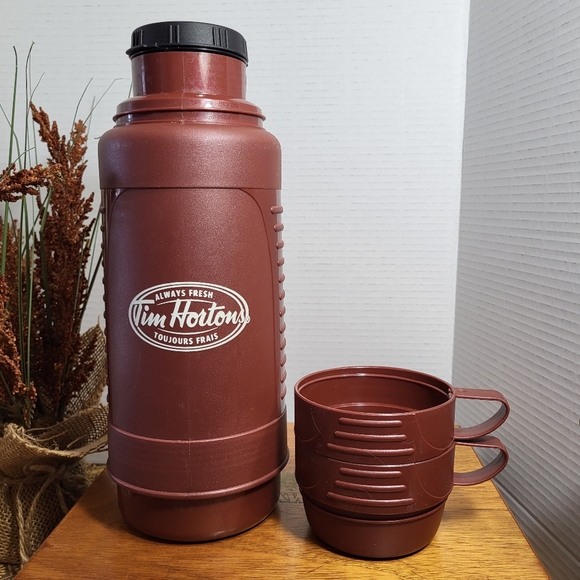 Vintage Tim Hortons 1 Litre Thermos with 2 Drinking Cups - Picture 7 of 16